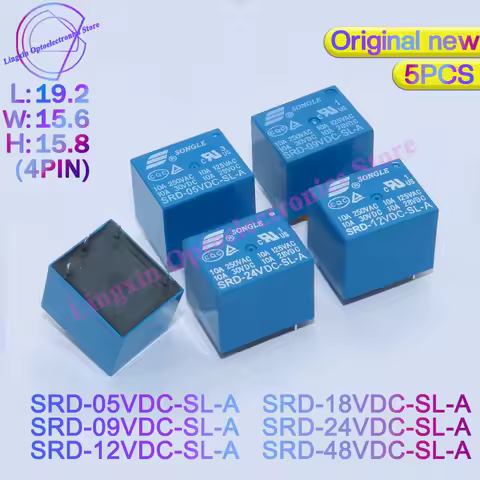 5Pcs/lot Power relay SRD 5v 12v 9v 18v 24v 48v DC -A 10A Relays 4Pin 1 Form A SRD-12VDC-SL-A SRD-24V