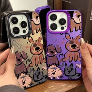 Cute Puppy Graffiti Phone Case Compatible for IPhone 11 12 13 Pro 14 15 7 8 Plus SE 2020 XR X XS Max TPU Soft Casing Metal Lens Protector Large Hole Frame
