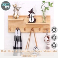 GANTUNGAN Minimalist Multifunctional Wooden Decorative Shelf & Hanger 40x20 cm