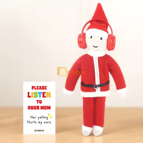 Elf Prop Christmas Scene with Headphones and Mum Reminder Sign