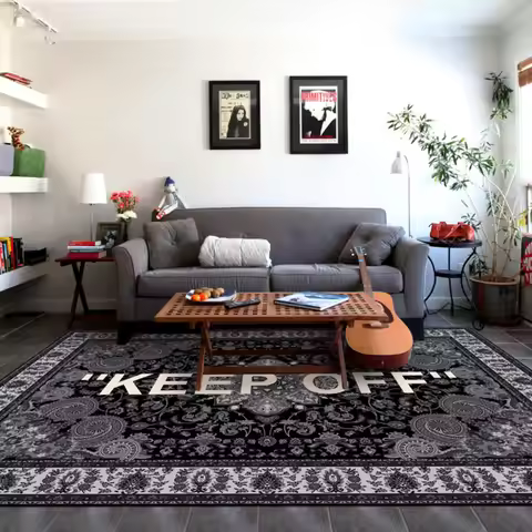 Keep Off Carpet Paisley Living Room Area Rug Carpet Y2k Fashion Design Lounge Rug Black Bedroom Beds