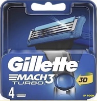 Gillette Mach3  Turbo ใบมีดโกน 1กล่องมี4ชิ้น❌ผลิตปี2023❌