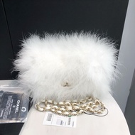 Chanel純白鴕鳥毛CF大mini