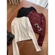Basic multicolored 3cm crop neck t-shirt A3494 Aholic