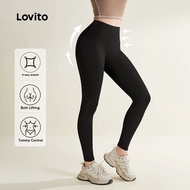 Lovito Sports Leggings Butt Lifting HighWaist Yoga Pants Tummy Control Workout Sports Leggings for W