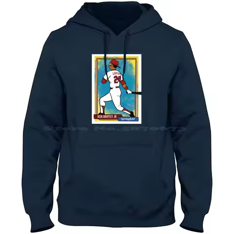 Ken Griffey Jr. Homer At The Bat Parody Baseball Card 100% Cotton Hoodie T Shirt Baseball Griffey Jr