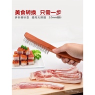 Stainless Steel Fine Needle Meat Plug Fork Roast Pine Meat Needle Wooden Handle Pork Skin Plug Roast Meat Racket Meat Ne