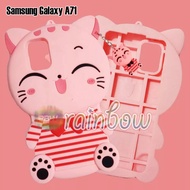 Rainbow Silikon 4D Lucky Cat Pink Samsung Galaxy A71 Baju Garis Merah / Silikon 3D Samsung A71 / Sof