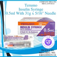 Terumo Insulin Syringe, 0.5ml With 31g x 5/16" Needle