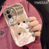 YIWESAN Casing Hp VIVO V29 5G V29 Pro 5G V29 Lite 5G Case ponsel bungkus softcase penuh tekstur lembut pola anjing kacamata hitam kucing kartun Clear Anti kesing