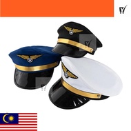 MC- Pilot Hat, Costume Prop Men Uniforms Air Force Cap, Easy To Wear Airline Theme 3Colors Navy Mari