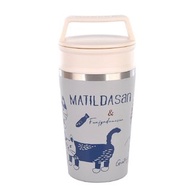 Kusuguru Japan眼鏡貓不鏽鋼雙蓋寬口 隨行杯保冷保溫杯300ml灰色