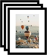 JCJMY 12x15 Picture Frame with Mat, Display 8x12 with Mat or 12 x 15 without Mat, Wood 12 by 15 Phot