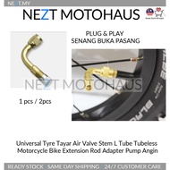 Universal Tyre Tayar Air Valve Stem L Tube Tubeless Motorcycle Cars Bike Extension Rod Adapter Pump