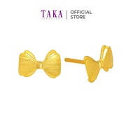 TAKA Jewellery 999 Pure Gold Earrings Ribbon