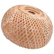 [themremain]-Bamboo Wicker Rattan Lampshade Hand-Woven Double Layer Bamboo Dome Lampshade Asian Rust