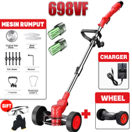 🔥1598VF🔥Mesin Rumput Cordless Grass Cutter Machine Electric Lawn Mower with Wheel Portable Lithium B