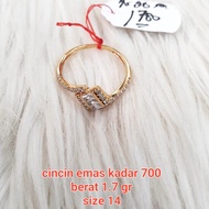 cincin fashion emas kadar 16k berat 1,7 gram size : 14