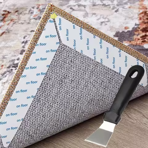 Rug Tape Carpet Corner Grippers Hardwood Floors Anti Slip Rug Grip Carpet Stickers for Area Rugs - A