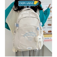Women's schoolbag with many compartments, standing form, thick quality, waterproof Korean ulzzang fa