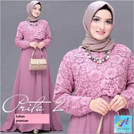 gamis 2023 modern lebaran mewah baju muslim brukat terbaru kondangan