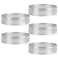 Stainless Steel Perforated Tart Ring, 5Pcs 5cm Perforated Cake Mousse Ring, DIY Round Tart Rings for Baking Dessert Ring