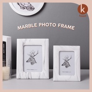 Kozee 🇲🇾 Modern Ins Marble White Resin Photo Frame Wall Deco Bingkai Gambar 5R 4R (5x7" 4x6")轻奢大理石树脂