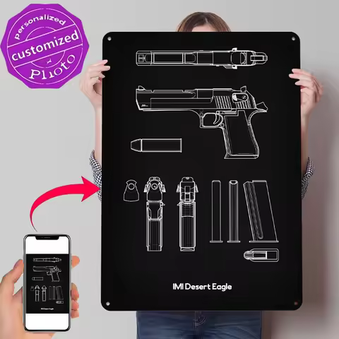 IMI Desert Eagle Tin Poster Customized Wall Art Retro Vintage Metal Signs for Fans Room Modern Home