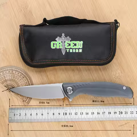 Green thorn CD F3 ns M390 blade TC4 titanium handle outdoor camping and hunting practical fruit knif
