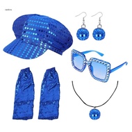 iny Disco Costume Outfits 60s 70s 80s Disco Accessories Sequins Caps Earrings Leg Warmers Sunglasses