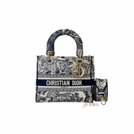 Dior包包 藍白老虎刺繡中碼lady D-lite黛妃包/M0565OTDT_M808