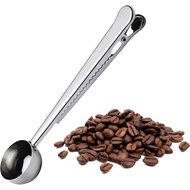 DI'FRANT® Coffee Bean Measuring Spoon with Bag Clip | Stainless Steel Coffee Scoop with Built-in Bag