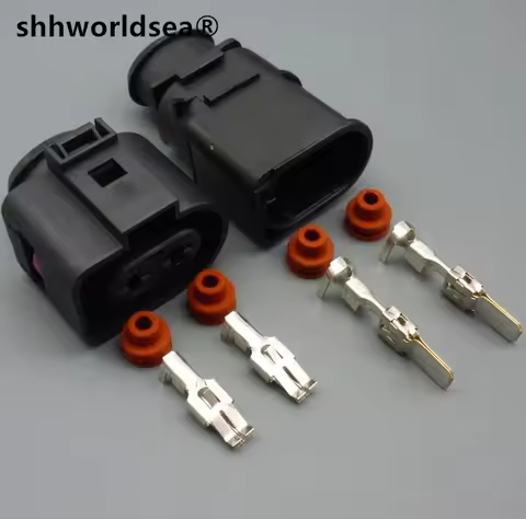shhworldsea 2 Pin 1J0 973 752 / 1J0973752 1J0973852 6.3mm Auto Fuel Injection Connector Fan Socket F