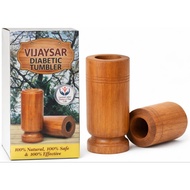 Vijaysar Wooden Glass Tumbler 100ml XOMARK| Ayurvedic Herbal Detox Cup | Natural Brown Wood Drinking