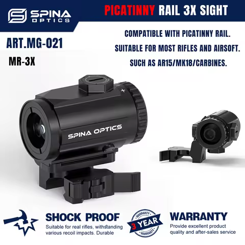 SPINA OPTICS MR 3X sight riflescope red dot combination picatinny rail Rifle 22LR AR 223 AK 7.62 Sho