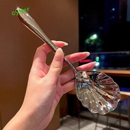 CYBERLINX Dessert Spoons, French Shell Shape Stainless Steel Spoons, Public Spoon Exquisite Light Lu