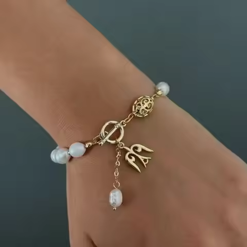 Vintage Pearl Swallow Bracelet Khazak Style Pattern Nomadic Charms Jewelry Gift for Women