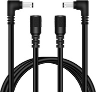 18AWG 2-Pack DC Power Extension Cable, 5.5mm x 2.5mm Right Angle Male to Female Barrel Plug Jack Pow