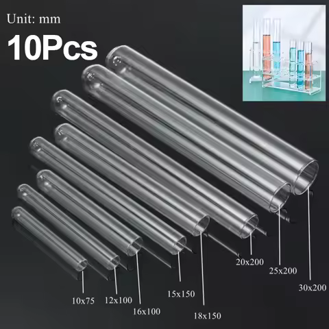 10pcs glass transparent test tube 10mm-30mm borosilicate U-shaped bottom laboratory school education