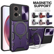 For Motorola Moto G85 5G Armor Case Slide Lens Protection with Ring Stand Back Cover Magnetic Car Ho