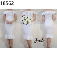 gown for ninang wedding ♨White Formal Civil Wedding Dedication Christening  Graduation Dress for Wom