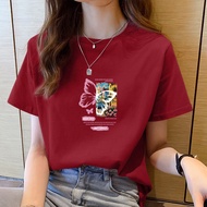 t恤女上衣 tshirt woman Summer Short Sleeve women clothes Round Neck t shirt for women Loose printed t sh
