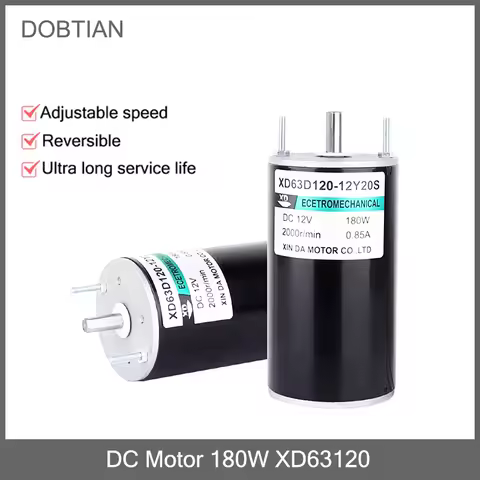 XD-63120 DC Motor DC12/24V 2000/4000RPM Adjustable Speed DC Motor 180W Permanent Magnet DC High Spee