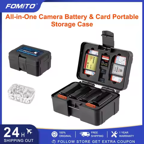 FOMITO Portable Camera Battery Case Memory Card Organizer Holder Waterproof Storage box for LP-E6 LP