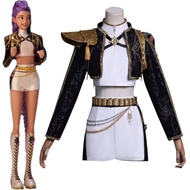 RUMI CYBERPUNK KPOP DEMON HUNTERS COSTUME BLACK & GOLD PILTOVER ENFORCER STYLE COSPLAY OUTFIT