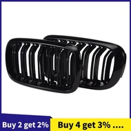Front Kidney Grille Double Slat Sport Grill For- X5 F15 X6 F16 X5M F85 X6M F86 2013-2019 (Gloss Blac