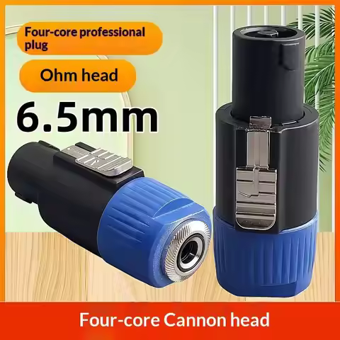 1Pcs Latch Aviation Connector 4-Pole Audio Speaker Plug To 6.5mm Metal Converter Jack Adapter Male T