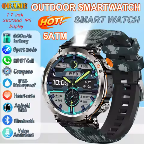 2025 New Fashion luxury 5ATM Watch HT30 GPS Compass Smart Watch Outdoor Sport Man AMOLED 366*366 NFC