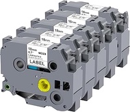 Weemay 5 Pack Compatible TZ Tape 18mm 0.7 Laminated White TZc241 for Brother Label Maker P Touch 3/4