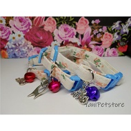 🔥HOT DEAL🔥 White and orange (flower) cat  collar add on DIY label name with charm / DIY Rantai kucin